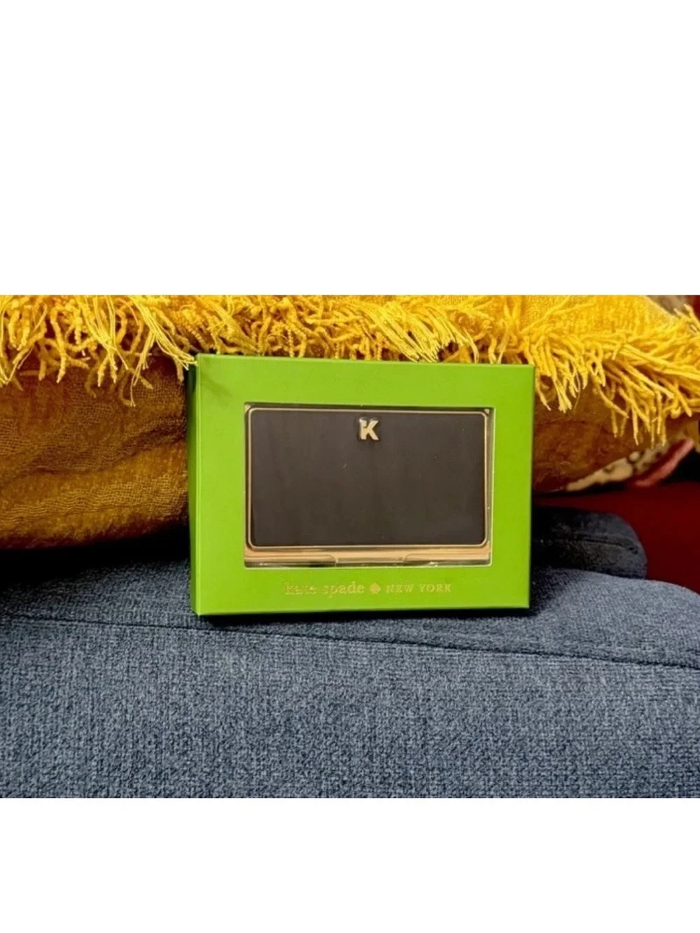 Kate Spade Lenox One in A Million Business Card Holder Black & Gold, Monogram K